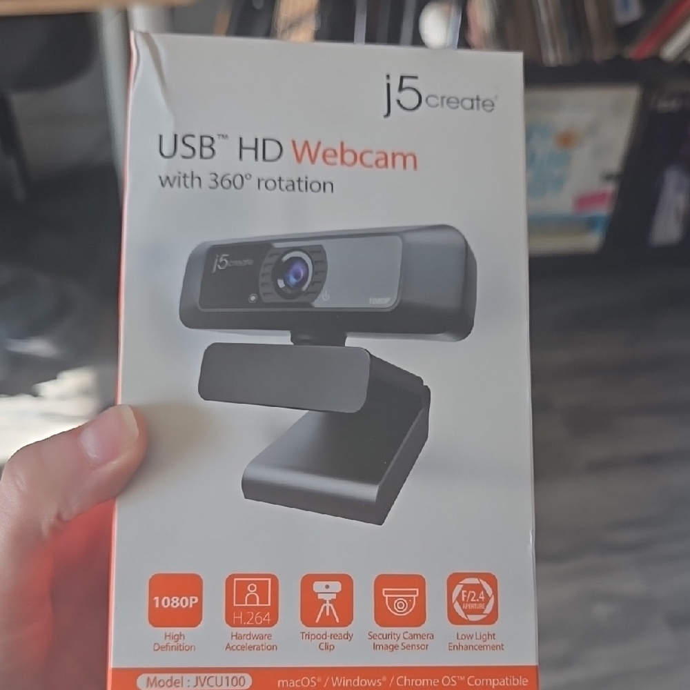 USB HD Webcam with 360° Rotation - Black